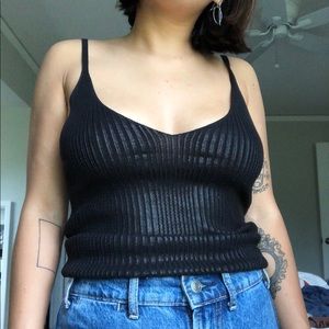 UO shiny striped crop top